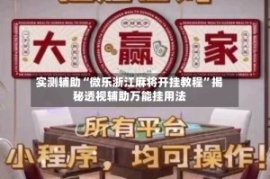 实测辅助“微乐浙江麻将开挂教程”揭秘透视辅助万能挂用法