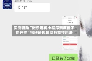 实测辅助“微乐麻将小程序到底能不能开挂”揭秘透视辅助万能挂用法