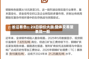 长江有色：23日铜价大涨 整体交易量表现一般