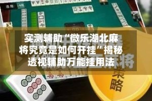 实测辅助“微乐湖北麻将究竟是如何开挂”揭秘透视辅助万能挂用法