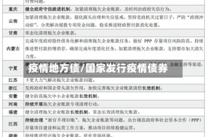 疫情地方债/国家发行疫情债券