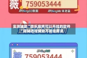 实测辅助“微乐麻将可以开挂的软件”揭秘透视辅助万能挂用法