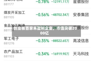 创业板首家未盈利企业，市值突破2000亿