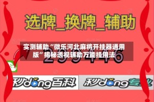 实测辅助“微乐河北麻将开挂器通用版”揭秘透视辅助万能挂用法