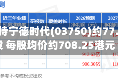 大摩增持宁德时代(03750)约77.82万股 每股均价约708.25港元