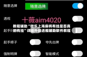 教程辅助“微乐上海麻将有挂是否真的有挂”详细外挂透视辅助软件教程