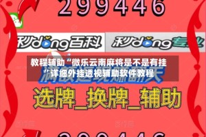 教程辅助“微乐云南麻将是不是有挂”详细外挂透视辅助软件教程