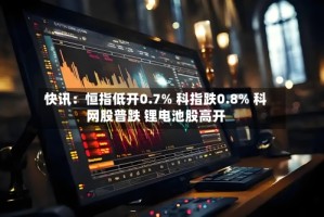 快讯：恒指低开0.7% 科指跌0.8% 科网股普跌 锂电池股高开