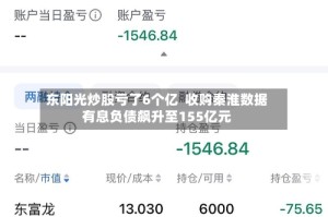 东阳光炒股亏了6个亿  收购秦淮数据有息负债飙升至155亿元