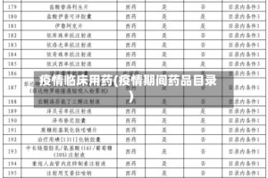 疫情临床用药(疫情期间药品目录)