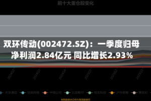 双环传动(002472.SZ)：一季度归母净利润2.84亿元 同比增长2.93%