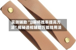 实测辅助“JJ麻将胜率提高方法”揭秘透视辅助万能挂用法