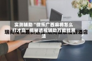 实测辅助“微乐广西麻将怎么打才赢”揭秘透视辅助万能挂用法