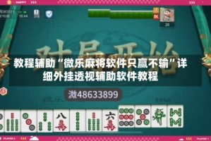 教程辅助“微乐麻将软件只赢不输”详细外挂透视辅助软件教程