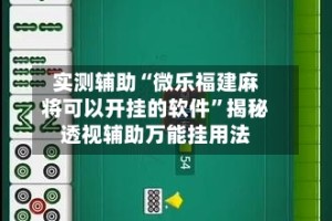 实测辅助“微乐福建麻将可以开挂的软件”揭秘透视辅助万能挂用法