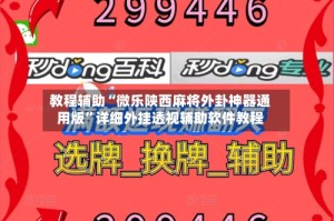 教程辅助“微乐陕西麻将外卦神器通用版”详细外挂透视辅助软件教程