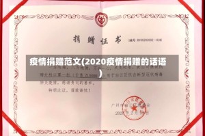 疫情捐赠范文(2020疫情捐赠的话语)