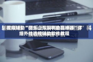 教程辅助“微乐山东麻将助赢神器”详细外挂透视辅助软件教程