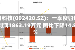 毅昌科技(002420.SZ)：一季度归母净利润1863.19万元 同比下降14.89%