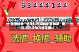 实测辅助“微乐江西麻将助赢神器”揭秘透视辅助万能挂用法