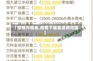 【疫情升租金,疫情下租金适用范围】