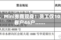 罕见，Mini券商现身！员工仅10人，客户46户......