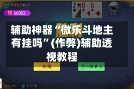 辅助神器“微乐斗地主有挂吗”(作弊)辅助透视教程