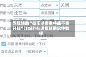 教程辅助“微乐湖南麻将能不能开挂”详细外挂透视辅助软件教程