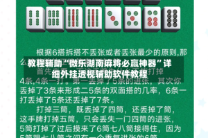 教程辅助“微乐湖南麻将必赢神器”详细外挂透视辅助软件教程