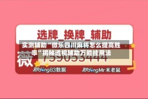 实测辅助“微乐四川麻将怎么提高胜率”揭秘透视辅助万能挂用法