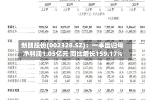 新朋股份(002328.SZ)：一季度归母净利润1.05亿元 同比增长159.17%