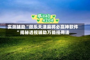 实测辅助“微乐天津麻将必赢神软件”揭秘透视辅助万能挂用法