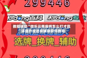 教程辅助“微乐云南麻将怎么打才赢”详细外挂透视辅助软件教程