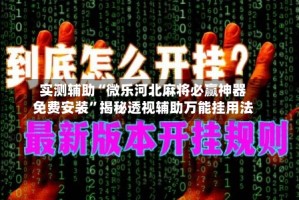 实测辅助“微乐河北麻将必赢神器免费安装”揭秘透视辅助万能挂用法