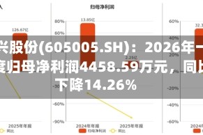 合兴股份(605005.SH)：2026年一季度归母净利润4458.59万元，同比下降14.26%