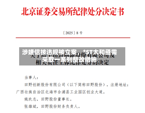 涉嫌信披违规被立案	，*ST太和亟需采取一系列整改措施-第2张图片