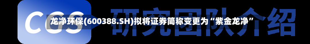 龙净环保(600388.SH)拟将证券简称变更为“紫金龙净”-第1张图片