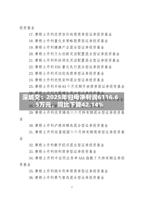 深城交：2025年归母净利润6116.65万元，同比下降42.14%-第1张图片