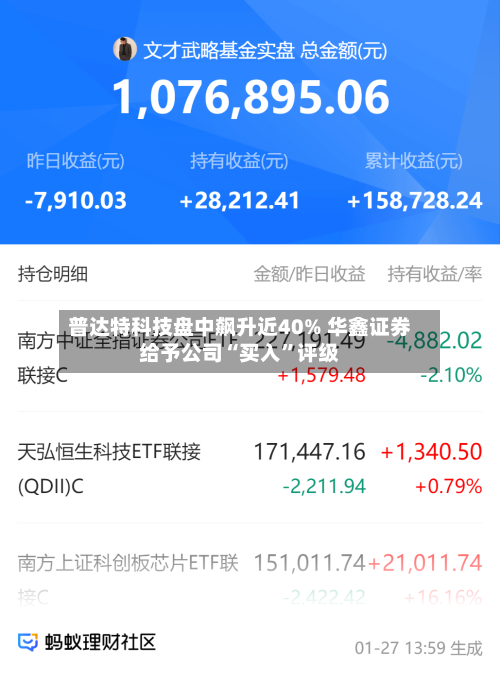 普达特科技盘中飙升近40% 华鑫证券给予公司“买入”评级-第1张图片