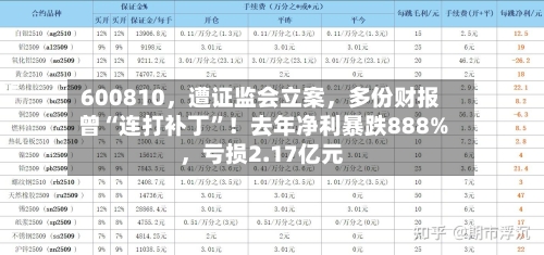 600810	，遭证监会立案，多份财报曾“连打补丁”！去年净利暴跌888%，亏损2.17亿元-第3张图片