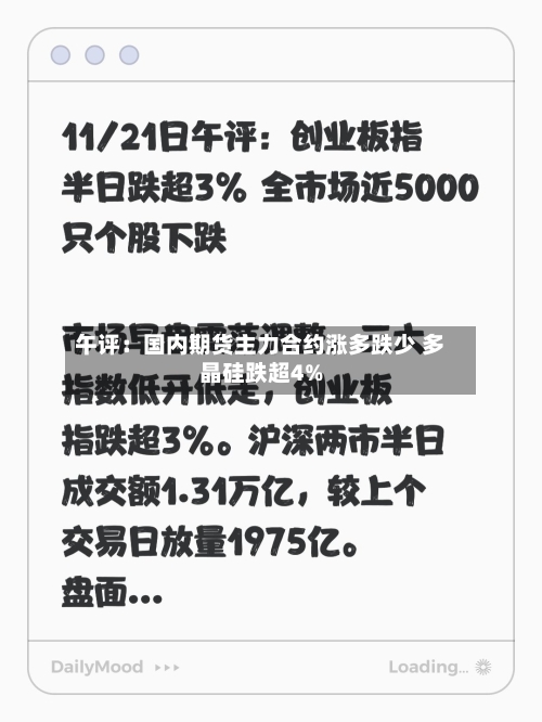 午评:国内期货主力合约涨多跌少 多晶硅跌超4%-第1张图片