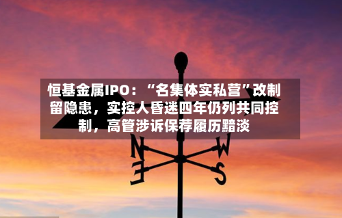 恒基金属IPO：“名集体实私营	”改制留隐患	，实控人昏迷四年仍列共同控制，高管涉诉保荐履历黯淡-第1张图片