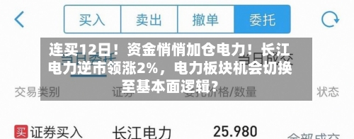 连买12日！资金悄悄加仓电力！长江电力逆市领涨2%，电力板块机会切换至基本面逻辑？-第1张图片