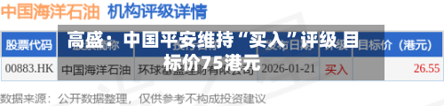 高盛：中国平安维持“买入”评级 目标价75港元-第1张图片