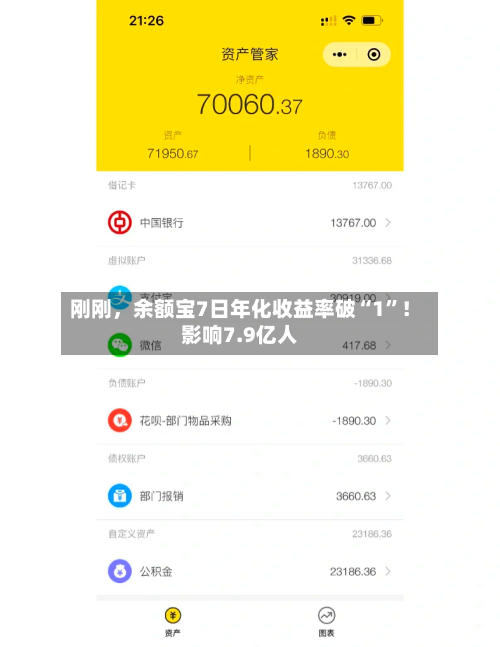 刚刚	，余额宝7日年化收益率破“1	”！影响7.9亿人-第2张图片