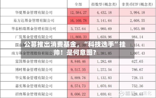 公募推出消费基金，“科技选手”挂帅！是何意图？-第2张图片