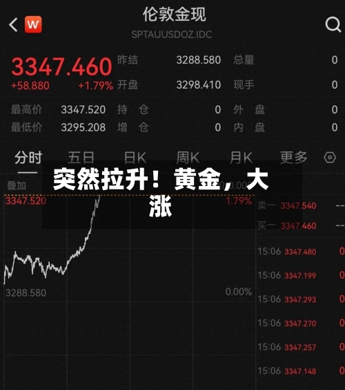 突然拉升！黄金，大涨-第1张图片