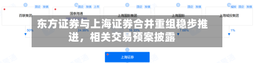 东方证券与上海证券合并重组稳步推进，相关交易预案披露-第1张图片