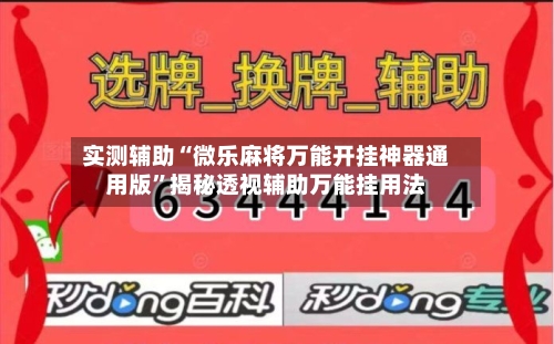 实测辅助“微乐麻将万能开挂神器通用版	”揭秘透视辅助万能挂用法-第2张图片