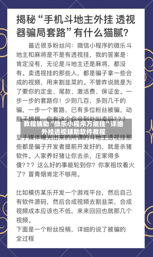 教程辅助“微乐小程序万能挂”详细外挂透视辅助软件教程-第3张图片